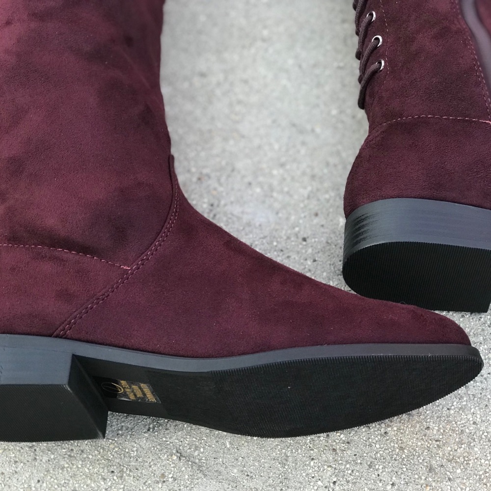 City Class Liquid Burgundy Faux Suede lace up BOOT - Picture 6 of 6